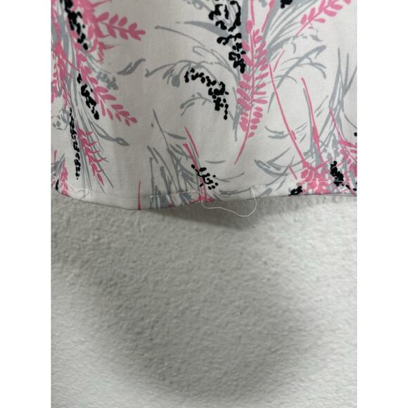 Vintage 80s Top Size M Pink Floral Short Sleeve Polyester Button Up - Picture 3 of 10